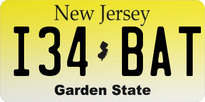 NJ license plate I34BAT