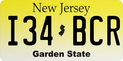 NJ license plate I34BCR
