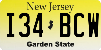NJ license plate I34BCW