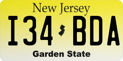 NJ license plate I34BDA