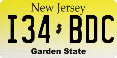 NJ license plate I34BDC