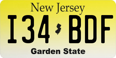 NJ license plate I34BDF