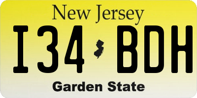 NJ license plate I34BDH