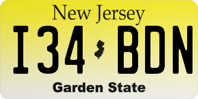 NJ license plate I34BDN