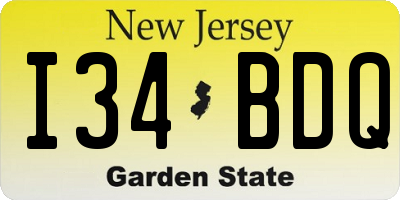 NJ license plate I34BDQ