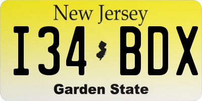 NJ license plate I34BDX