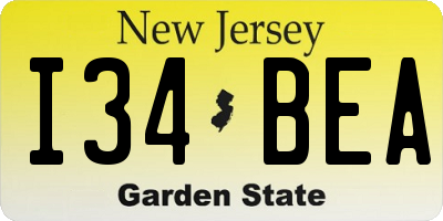 NJ license plate I34BEA