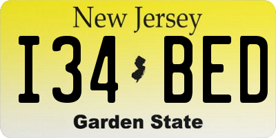 NJ license plate I34BED