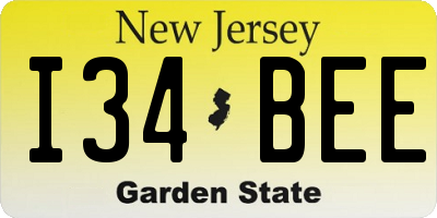 NJ license plate I34BEE