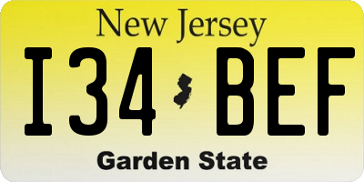 NJ license plate I34BEF