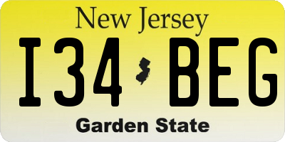 NJ license plate I34BEG