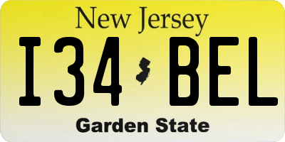 NJ license plate I34BEL