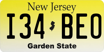 NJ license plate I34BEO