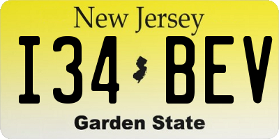 NJ license plate I34BEV