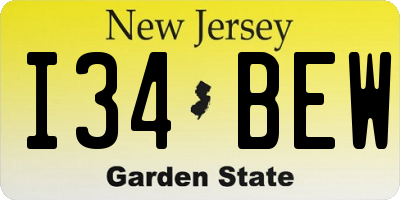 NJ license plate I34BEW