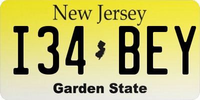 NJ license plate I34BEY