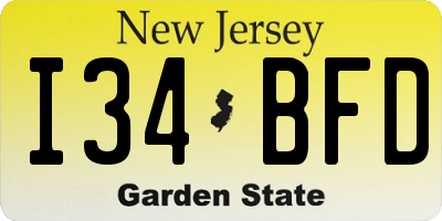 NJ license plate I34BFD