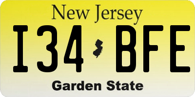 NJ license plate I34BFE