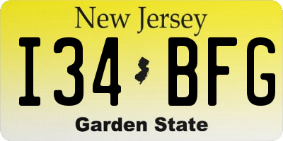 NJ license plate I34BFG