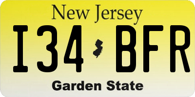 NJ license plate I34BFR