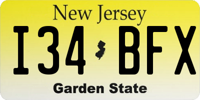NJ license plate I34BFX