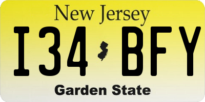 NJ license plate I34BFY