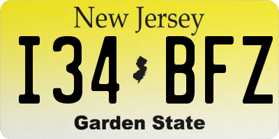 NJ license plate I34BFZ