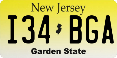 NJ license plate I34BGA