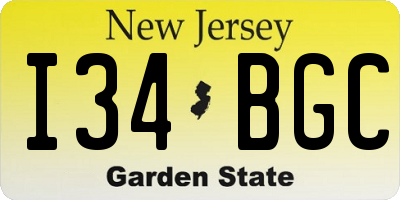 NJ license plate I34BGC