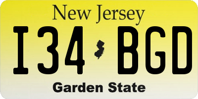 NJ license plate I34BGD