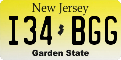 NJ license plate I34BGG