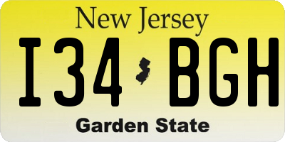 NJ license plate I34BGH