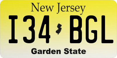NJ license plate I34BGL