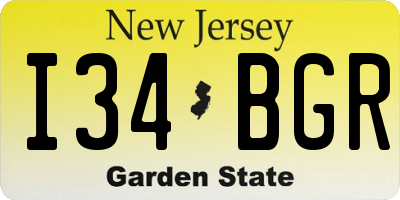 NJ license plate I34BGR