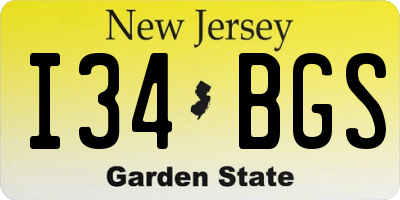 NJ license plate I34BGS