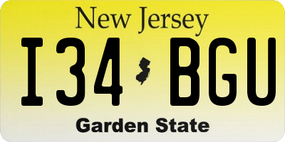 NJ license plate I34BGU