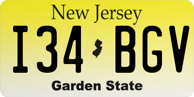 NJ license plate I34BGV