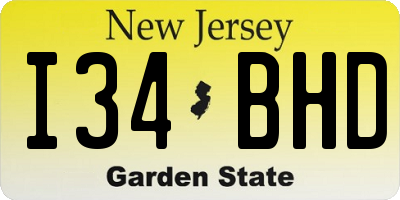 NJ license plate I34BHD