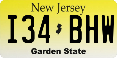 NJ license plate I34BHW