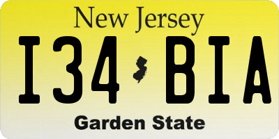 NJ license plate I34BIA