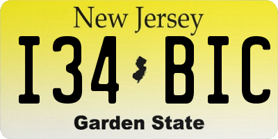 NJ license plate I34BIC