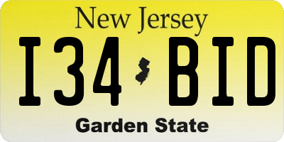 NJ license plate I34BID