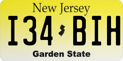 NJ license plate I34BIH
