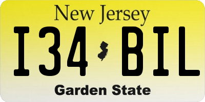 NJ license plate I34BIL