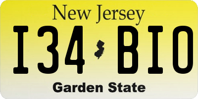 NJ license plate I34BIO