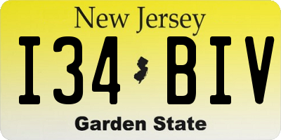 NJ license plate I34BIV