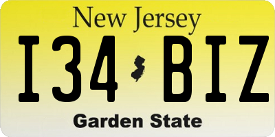 NJ license plate I34BIZ