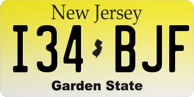NJ license plate I34BJF