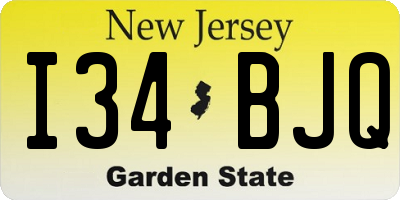 NJ license plate I34BJQ