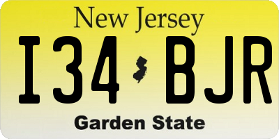 NJ license plate I34BJR